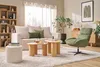 Miliboo - Runder Pouf aus weißem gewelltem Wollstoff D40 cm Produktbild-Vorschau 2