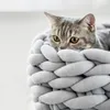 Katze Korb Bett Baumwolle gestrickt Runde Haustier Betten Produktbild-Vorschau 3