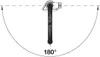 Diagram showing the 180-degree rotation range of a kitchen faucet. Produktbild-Vorschau