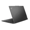 A dark gray Lenovo Thinkpad laptop is shown from a diagonal rear-view angle, with the lid open and the keyboard visible. Produktbild-Vorschau