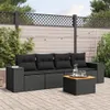 Design 5-tlg. Garten-Sofagarnitur mit Kissen Schwarz Poly Produktbild-Vorschau 1