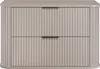 A front view of a beige matte cabinet with two drawers and ribbed detailing. Anteprima dell’immagine prodotto