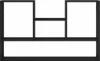 A black wall shelf with multiple compartments against a white background. Náhľad obrázku produktu