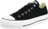 A black Converse Chuck Taylor All Star Lift Ox sneaker with a white platform sole is shown against a white background. Voir les images du produit