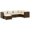 6-tlg. Garten-Lounge-Set mit Kissen Braun Poly Rattan Produktbild-Vorschau 1
