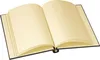 An open blank book with cream-colored pages and a black cover. Produktbild-Vorschau