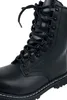 A close-up view of the top part of a black leather boot, showing the lacing system. Anteprima dell’immagine prodotto