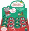 A display of small musical boxes with Christmas-themed designs, featuring a cartoon mouse and gnomes. Produktbild-Vorschau