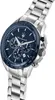 A close-up, angled view of a men's Maserati watch with a blue dial and silver metal band, set against a white background. Náhľad obrázku produktu
