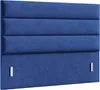 A blue upholstered headboard with horizontal paneling, shown against a white background. Produktbild-Vorschau