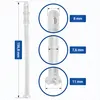 A collage showing a white tube-like product with close-up views and measurements. Produktbild-Vorschau