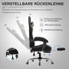 A gaming chair with adjustable features highlighted by text and diagrams. Produktbild-Vorschau