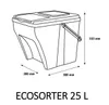 Stohovateľný smetný kôš ECOSORTER na triedený odpad 4x25l Náhľad obrázku produktu 3