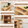 A collage of images showcasing the features and storage options of a kitchen island cart. Podgląd zdjęcia produktu