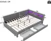 A diagram of a gray upholstered bed frame with dimensions and LED lighting. Produktbild-Vorschau