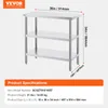 A stainless steel preparation table with dimensions and product specifications. Anteprima dell’immagine prodotto