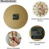 A collage of images showing details of a cat-themed wall clock, including the back, a close-up of the clock face, and the clock mechanism. Produktbild-Vorschau