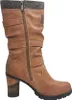 A side view of a brown women's boot. Voir les images du produit