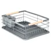 A gray dish rack with wooden handles, shown from a three-quarter angle on a white background. Produktbild-Vorschau