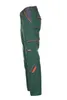 A side view of green work pants with orange and gray accents. Produktbild-Vorschau