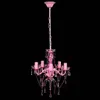 A pink chandelier with crystal accents is displayed against a black background. Anteprima dell’immagine prodotto