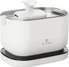 A white pet water fountain with a silver rim and a black base. Produktbild-Vorschau