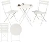 A white metal bistro set with a round table and two chairs, shown from multiple angles. Náhled obrázku produktu