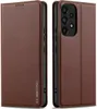 A brown leather flip case for a Samsung Galaxy A53 5G phone, shown from the front and back. Produktbild-Vorschau
