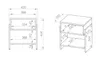 Technical drawings of a nightstand with dimensions indicated. Produktbild-Vorschau