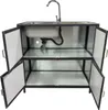 An open outdoor sink cabinet with a faucet and two shelves. Produktbild-Vorschau