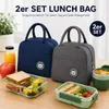 2er Set Lunchbag Kühltasche Thermotasche für Essen Getränke Produktbild-Vorschau 1