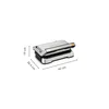 A silver and black electric grill with dimensions indicated by lines and text. Voir les images du produit