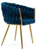 Geflochtener Stuhl ROSA GOLD in Marineblau mit goldenen Produktbild-Vorschau 6