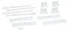 A collection of white plastic parts, likely for an appliance installation or repair. Produktbild-Vorschau