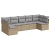 vidaXL 7-tlg. Garten-Sofagarnitur mit Kissen Beige Poly Produktbild-Vorschau 1