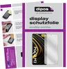 Collage of instructional steps for applying a screen protector and a product shot of the screen protector with a phone. Náhľad obrázku produktu