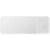 A white wireless charger with two distinct charging areas, one larger and one smaller with a circular indentation. Produktbild-Vorschau