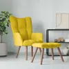 A yellow armchair and ottoman are displayed in a room with a plant and a shelf in the background. Produktbild-Vorschau