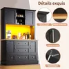 MODFU Vaisselier Haut Noir avec 4 Portes - Buffet de Voir les images du produit 5