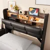 Lit tapissée INONEFT 90x200 cm avec LED et USB, lit simple, Voir les images du produit 9
