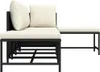 A sectional outdoor sofa set with beige cushions on a black rattan frame, shown against a white background. Anteprima dell’immagine prodotto