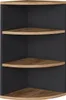 A corner shelf unit with three shelves. Voir les images du produit