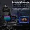 A gaming chair with marketing text and graphics highlighting its features. Podgląd zdjęcia produktu