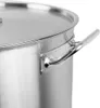 Close-up view of a large stainless steel pot with a handle. Produktbild-Vorschau