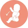 Illustration of a baby with a checkmark, suggesting a positive outcome or status. Produktbild-Vorschau