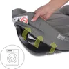 A hand is shown adjusting the fabric of a car seat. Arrows indicate airflow, and a washing machine icon is present. Produktbild-Vorschau