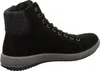 A side view of a black high-top sneaker with a gray sole and a gray fabric cuff around the ankle. Anteprima dell’immagine prodotto