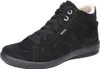 A black suede boot with white fur lining. Anteprima dell’immagine prodotto