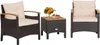 A set of outdoor furniture including two chairs and a side table, displayed on a white background. Voir les images du produit