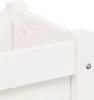 A close-up view of the corner of a white wooden planter box, showing a metal screw detail. Produktbild-Vorschau